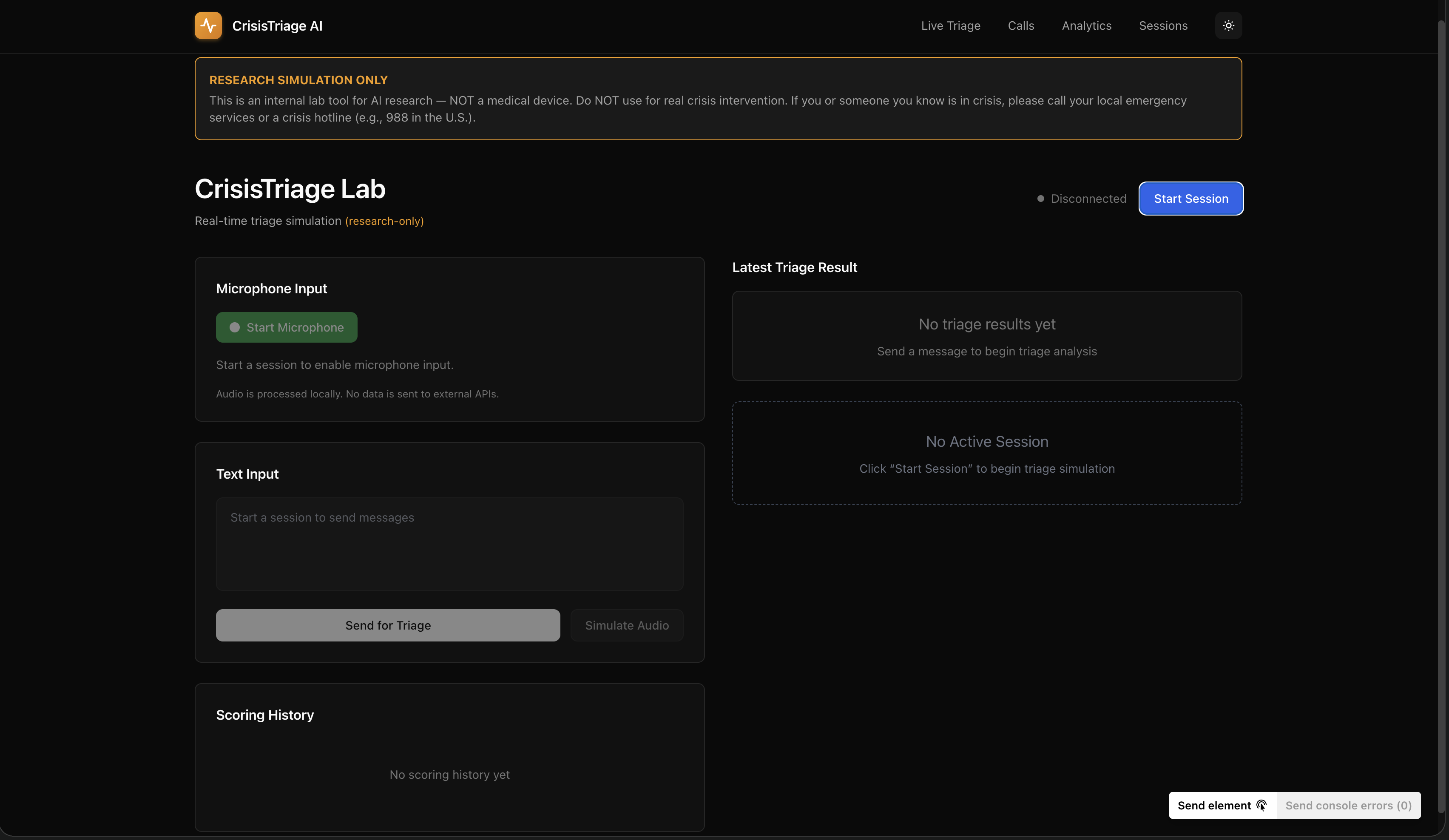 CrisisTriageAI interface view 1